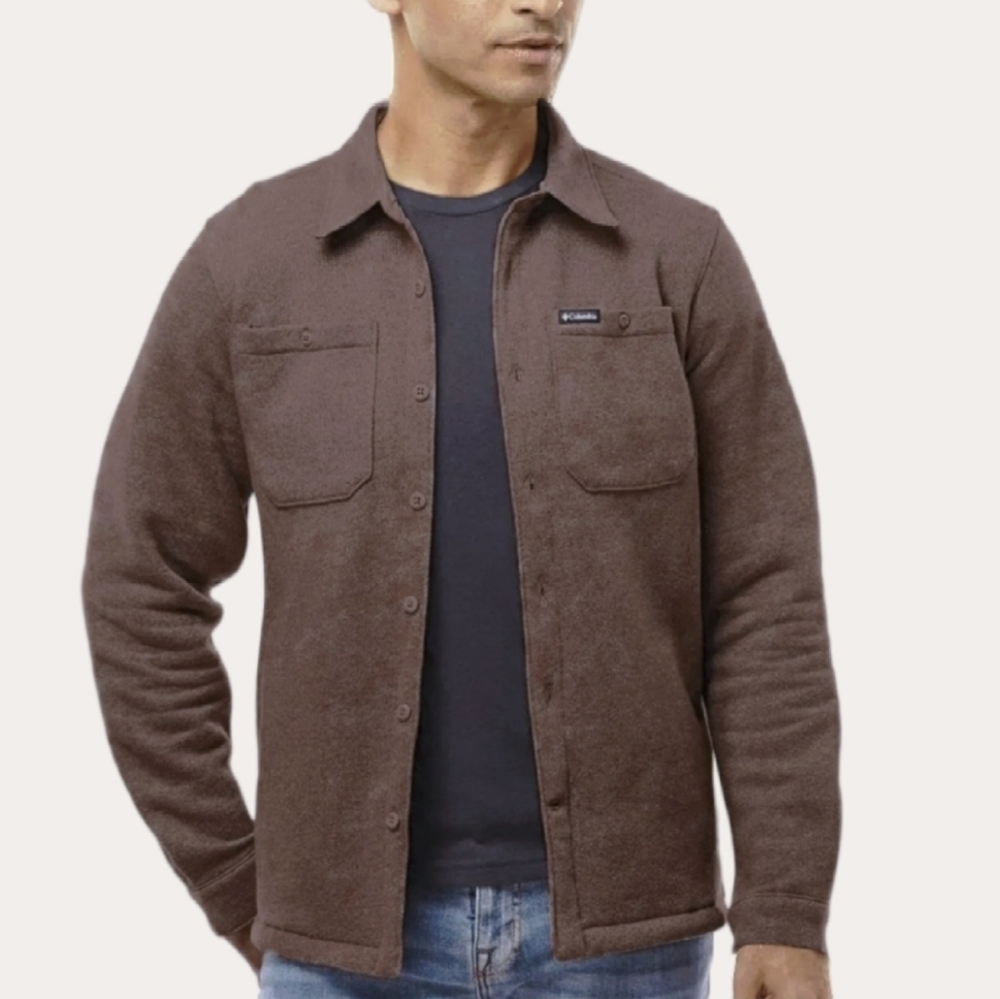 Mens Columbia Great Hart Mountain Shirt Jacket in Cordovan Heather Brown